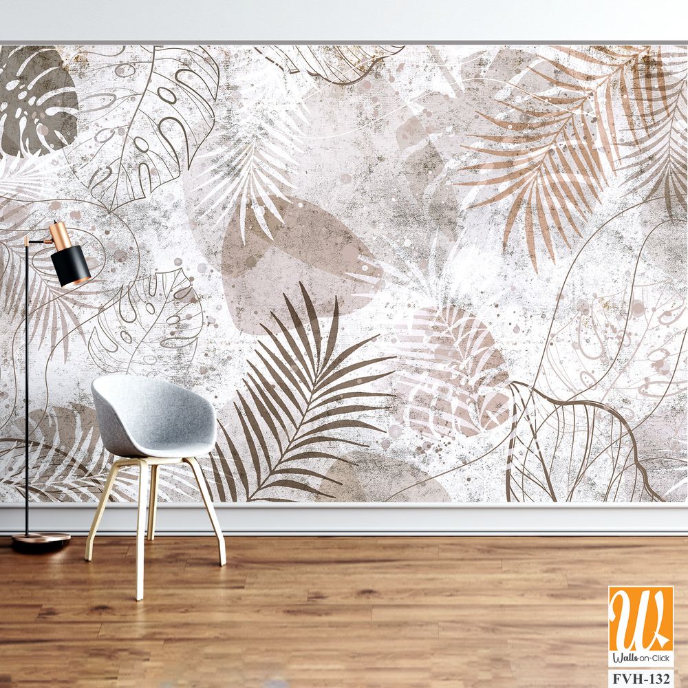 Tropical palm leaves. Mural, Wallpaper for internal printing. [WP-FVH-132]