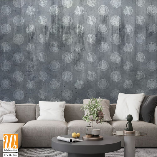 Gray dots vintage wallpaper design, retro mural art, oil texture [WP-FVH-149]