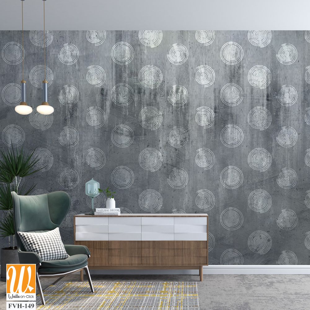 Gray dots vintage wallpaper design, retro mural art, oil texture [WP-FVH-149]