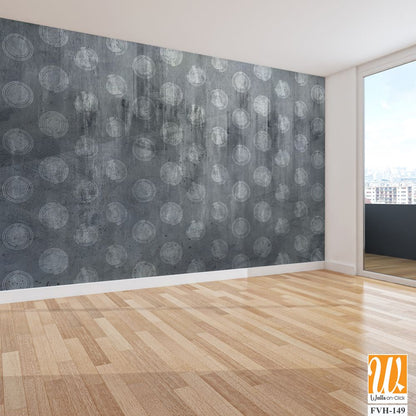 Gray dots vintage wallpaper design, retro mural art, oil texture [WP-FVH-149]