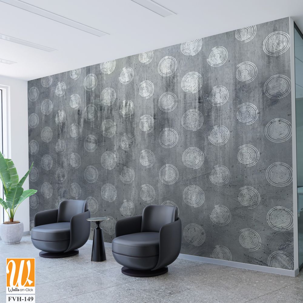 Gray dots vintage wallpaper design, retro mural art, oil texture [WP-FVH-149]