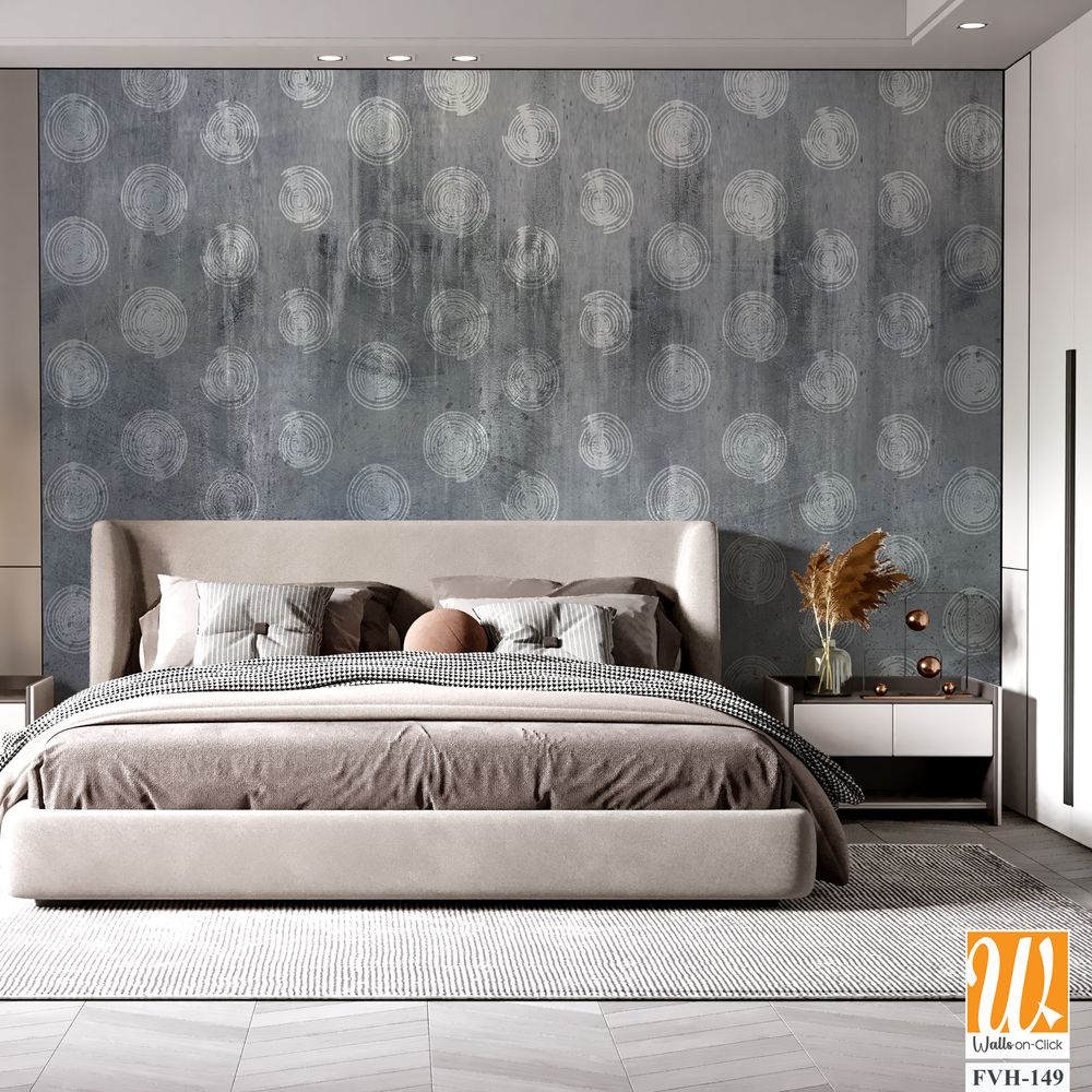 Gray dots vintage wallpaper design, retro mural art, oil texture [WP-FVH-149]