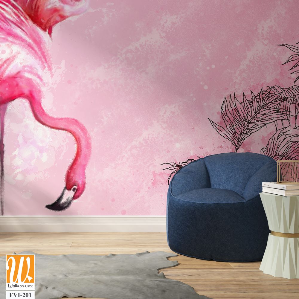 Pink watercolor illustration of flamingos [WP-FVI-201]