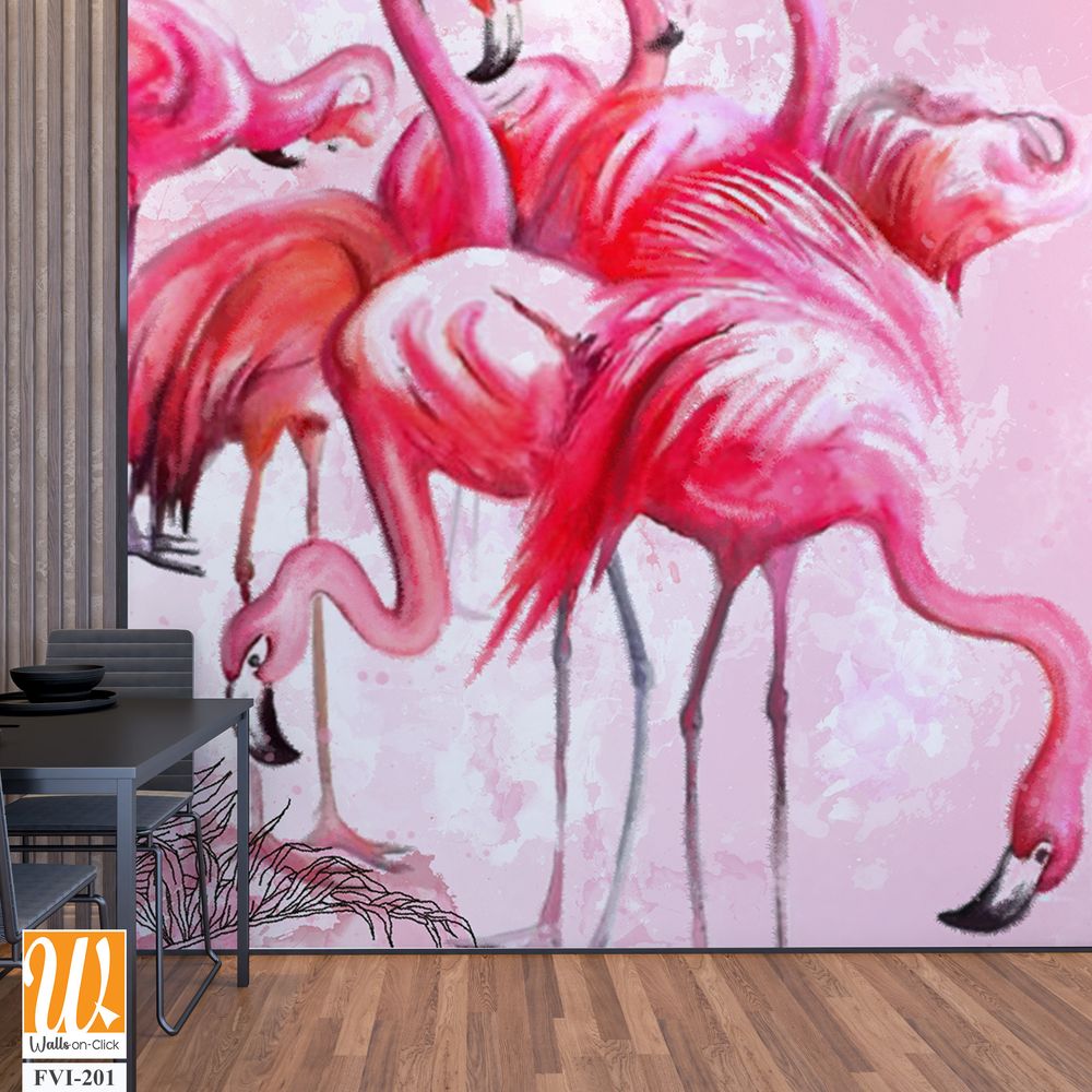 Pink watercolor illustration of flamingos [WP-FVI-201]