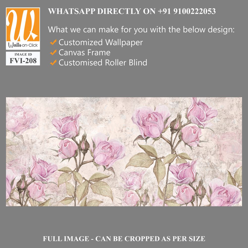 Drawn vintage roses on texture background, photo wallpaper [WP-FVI-208]