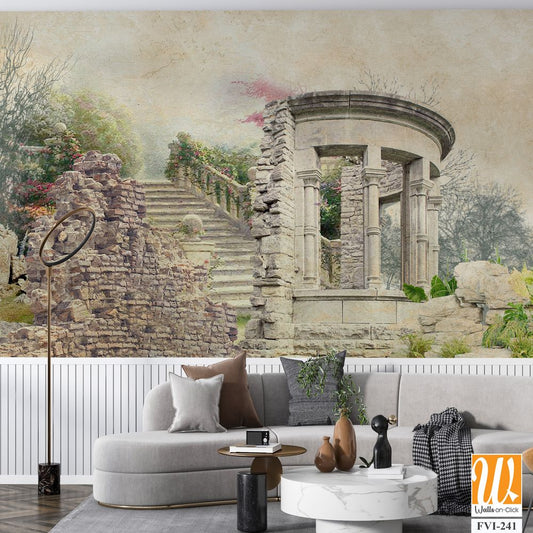 Architectural columns, stairs, stones ruins, old architecture and nature [WP-FVI-241]