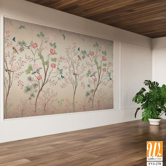 Hand-painted chinoiserie wallpaper [WP-FVI-278]