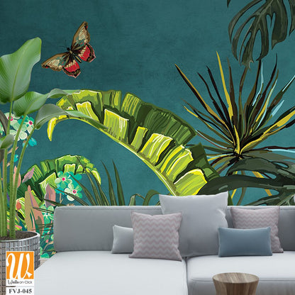 Art deco-inspired tropical wallpaper design [WP-FVJ-045]