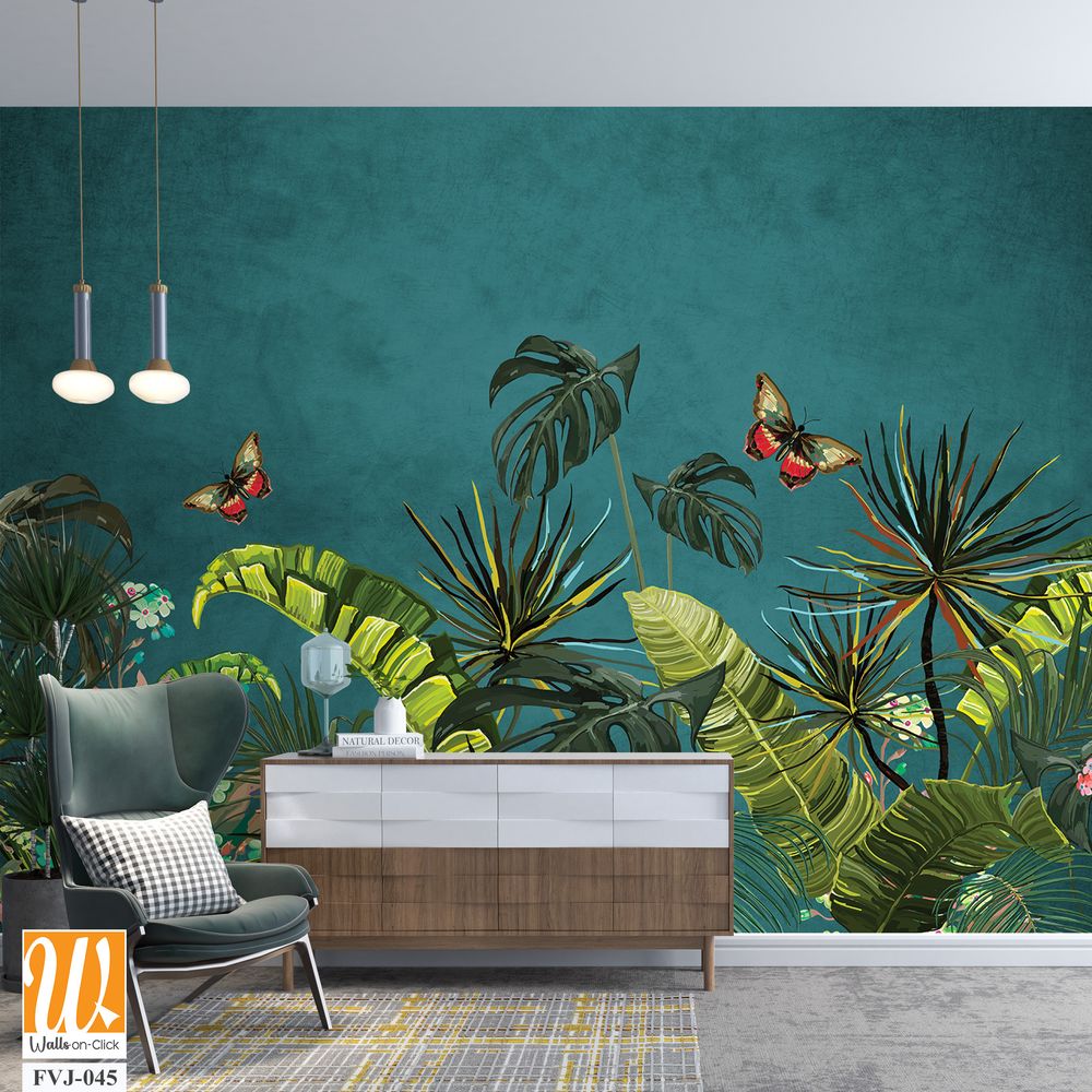 Art deco-inspired tropical wallpaper design [WP-FVJ-045]