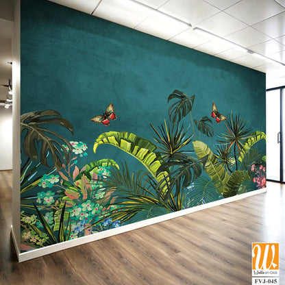 Art deco-inspired tropical wallpaper design [WP-FVJ-045]