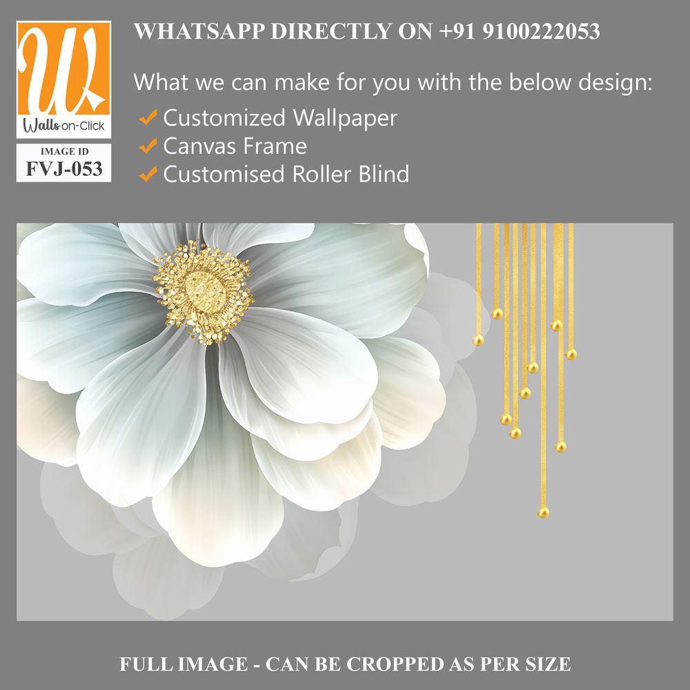 3D floral white flower with golden hanging beads [WP-FVJ-053]