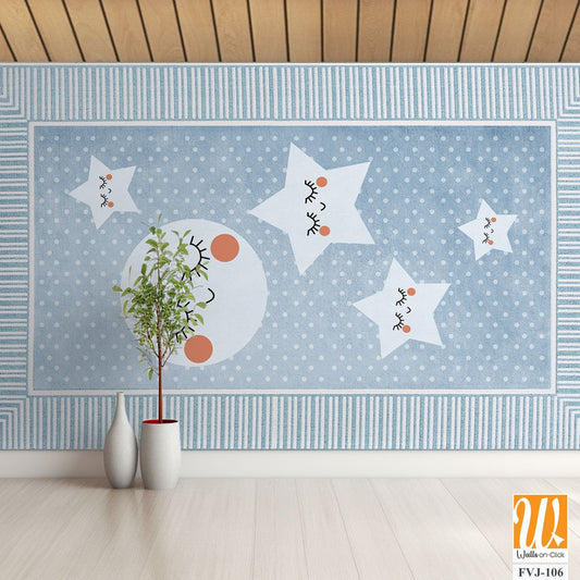 Cute children's rug design with stars [WP-FVJ-106]