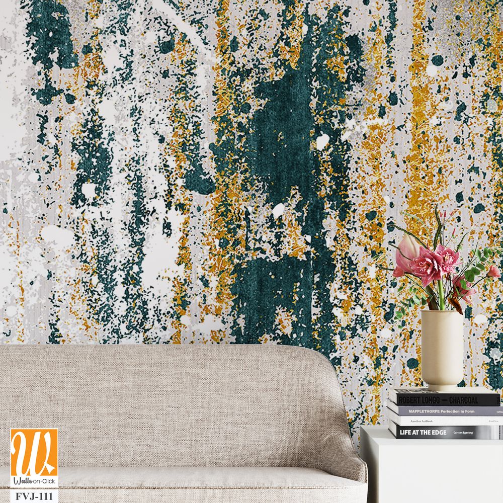 Abstract grunge texture with green, white, and gold colors [WP-FVJ-111]