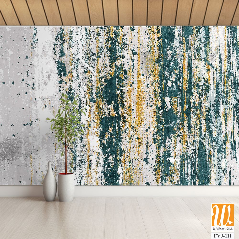 Abstract grunge texture with green, white, and gold colors [WP-FVJ-111]