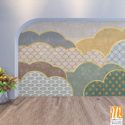 Cloud pattern with gold foil and green colors [WP-FVJ-273]