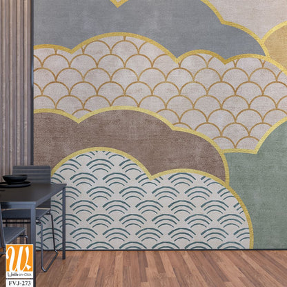 Cloud pattern with gold foil and green colors [WP-FVJ-273]