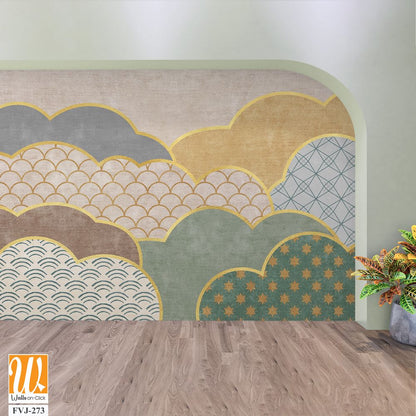 Cloud pattern with gold foil and green colors [WP-FVJ-273]