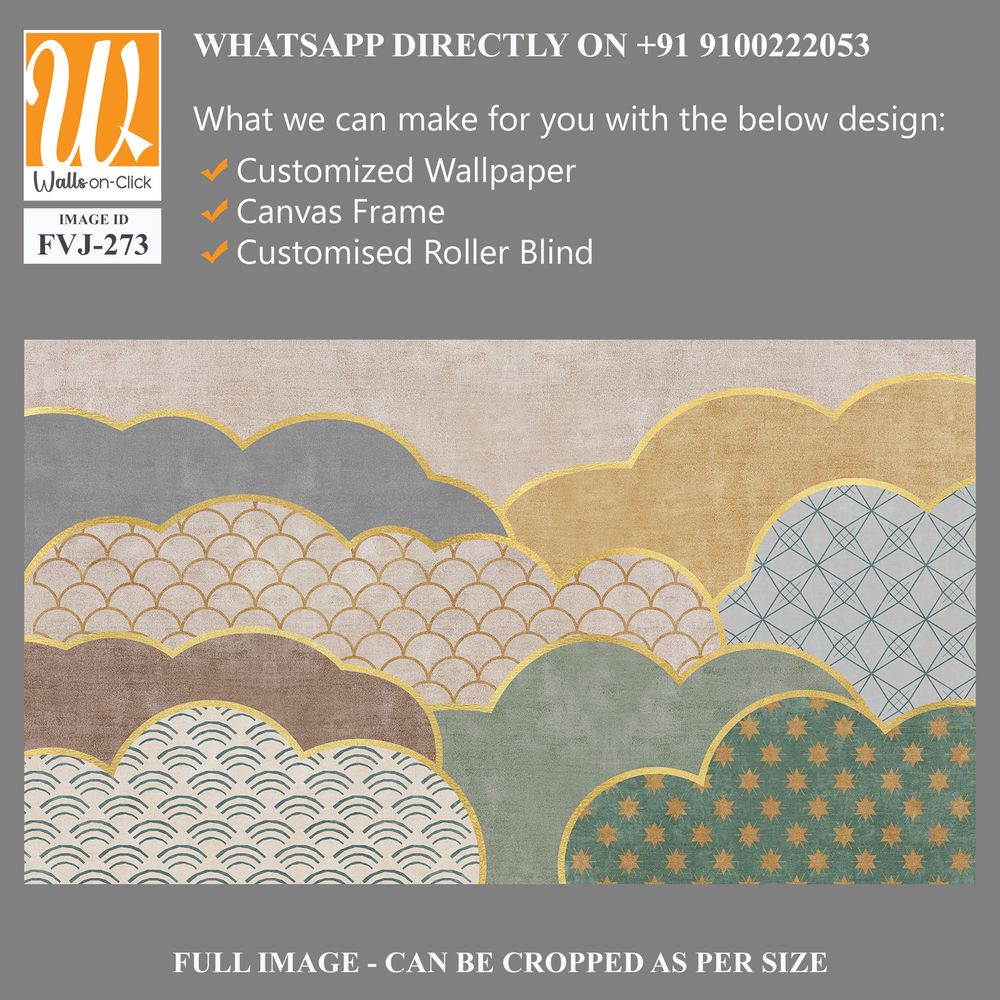 Cloud pattern with gold foil and green colors [WP-FVJ-273]