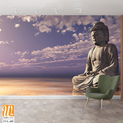 Buddha statue meditating near the ocean [WP-FVL-489]