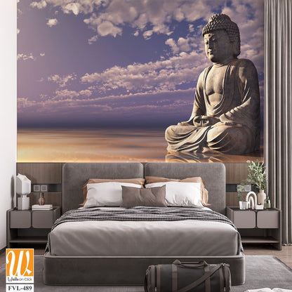 Buddha statue meditating near the ocean [WP-FVL-489]