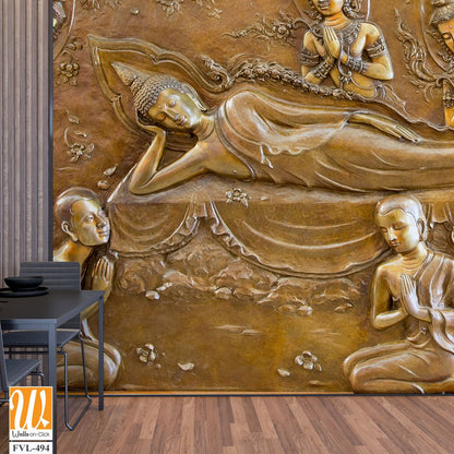 Brass relief depicting the Buddha's reclining posture [WP-FVL-494]