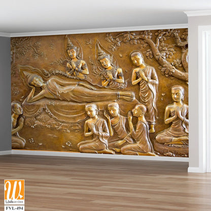 Brass relief depicting the Buddha's reclining posture [WP-FVL-494]