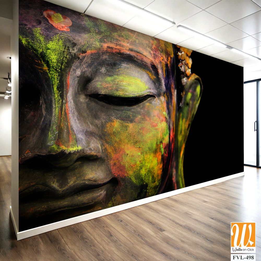 Buddha's head with painted colors [WP-FVL-498]