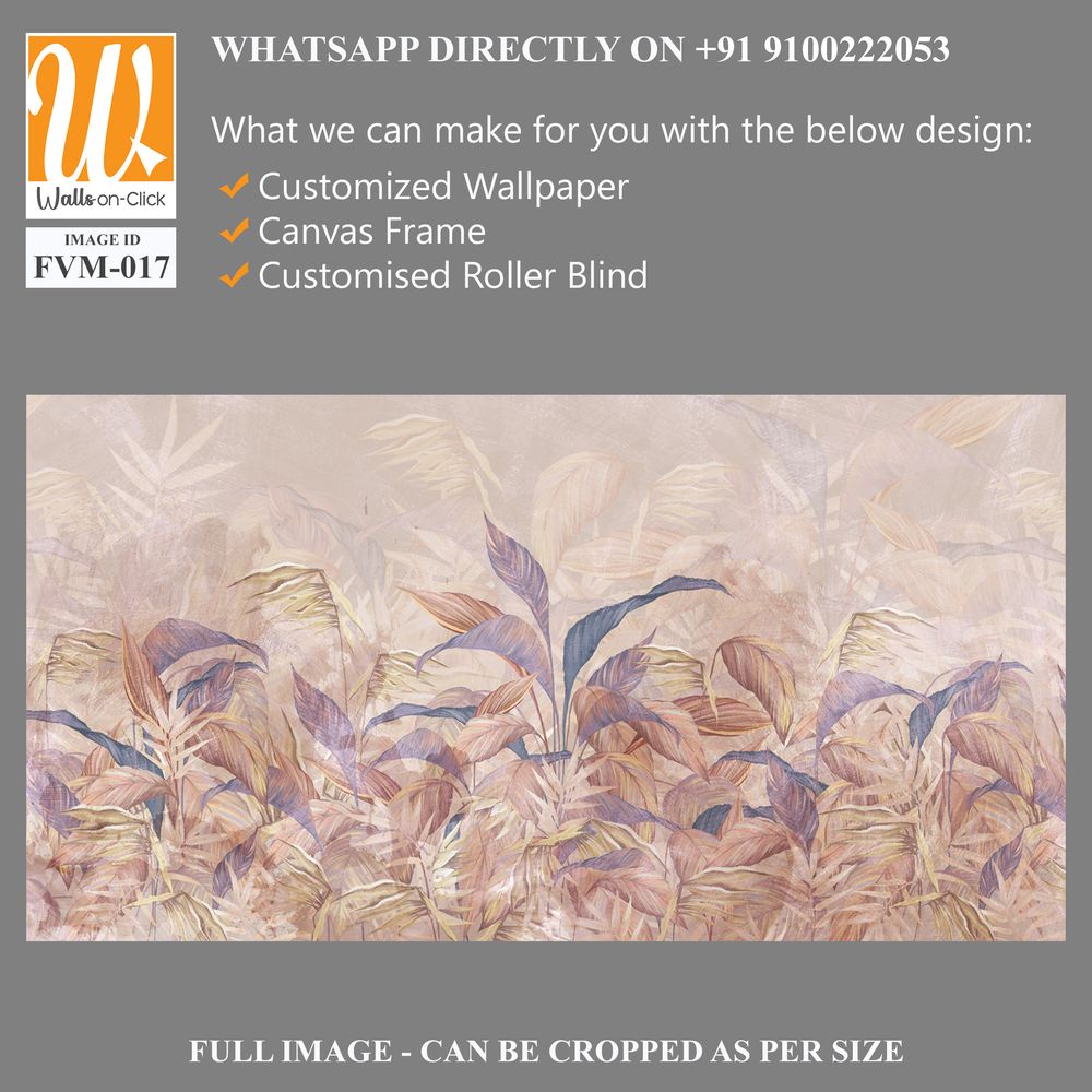 Tropical leaves on a light beige background with textural backgrounds, photo wallpaper in the interior [WP-FVM-017]