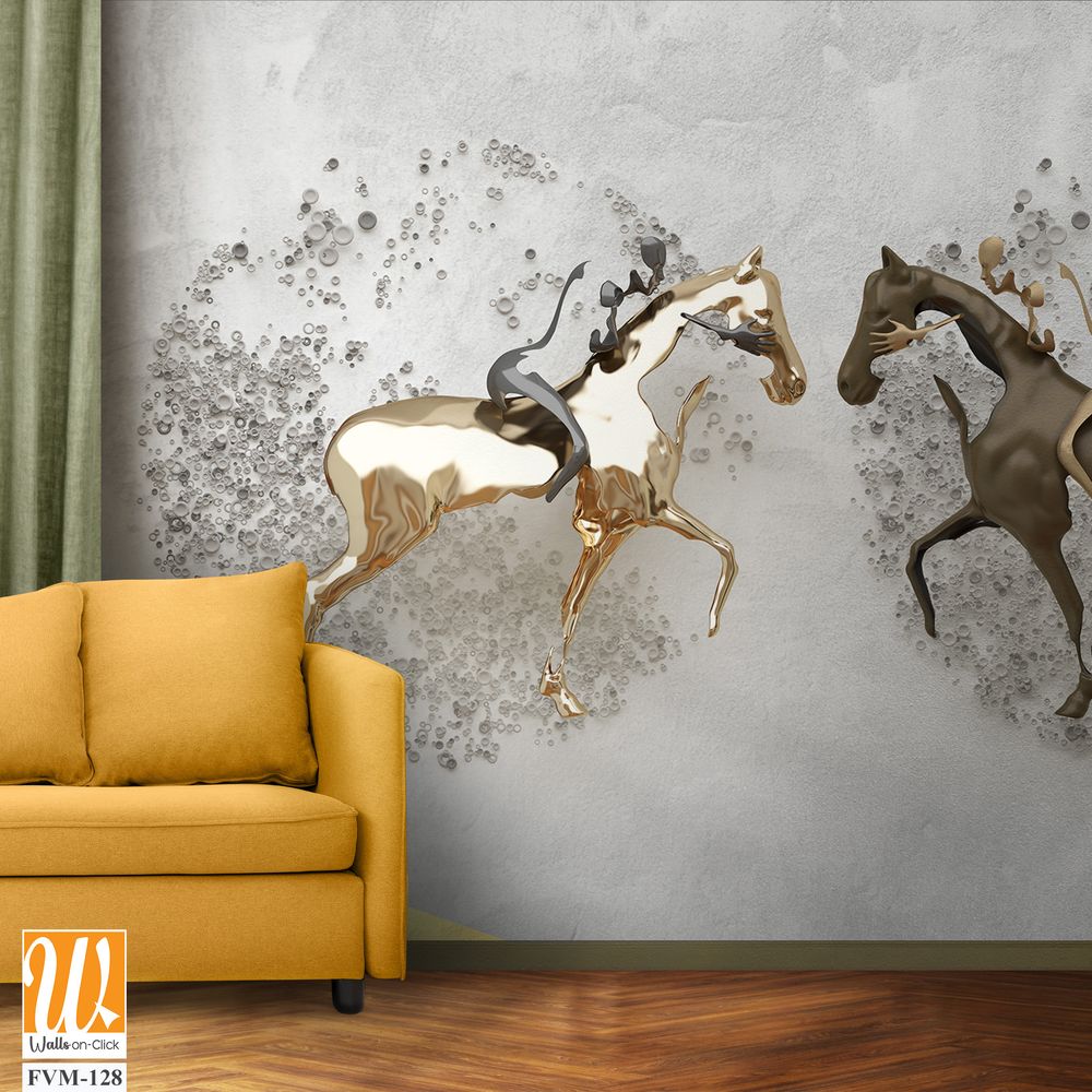 3D rendering of a horse and deer battle [WP-FVM-128]