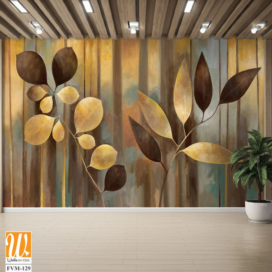 Botanical Art, leaves and flowers in golden brown tones [WP-FVM-129]