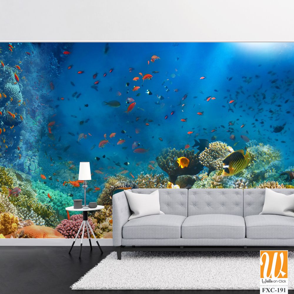 Vibrant coral reef with colorful fishes Wallpaper [WP-FXC-191]