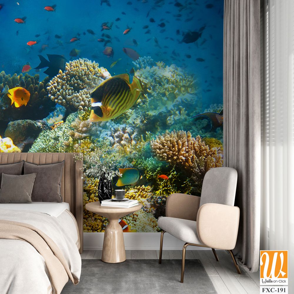 Vibrant coral reef with colorful fishes Wallpaper [WP-FXC-191]