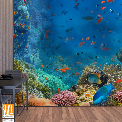 Vibrant coral reef with colorful fishes Wallpaper [WP-FXC-191]