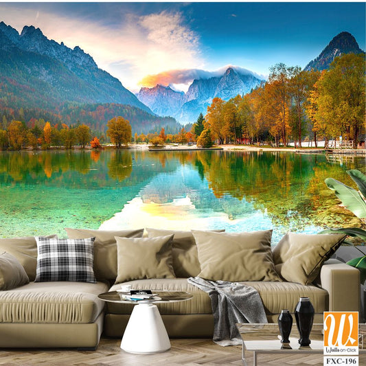 Panoramic photograph of Lake Bohinj in autumn Wallpaper [WP-FXC-196]