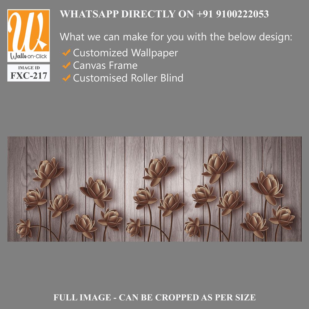 3D brown wooden lotus flowers Wallpaper [WP-FXC-217]