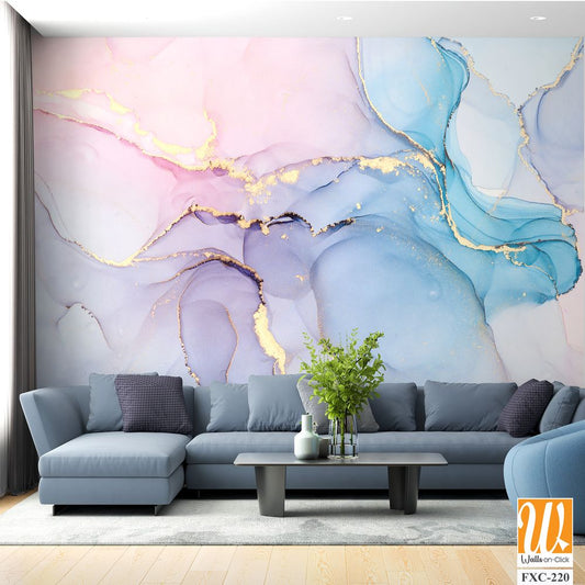 Soft pastel watercolor and gold ink illustration Wallpaper [WP-FXC-220]