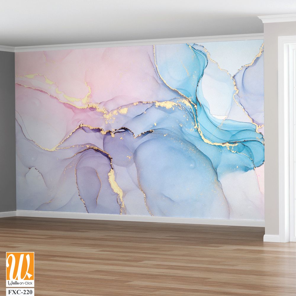 Soft pastel watercolor and gold ink illustration Wallpaper [WP-FXC-220]