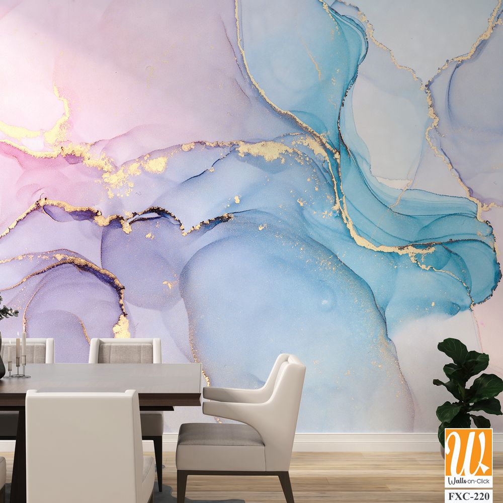 Soft pastel watercolor and gold ink illustration Wallpaper [WP-FXC-220]