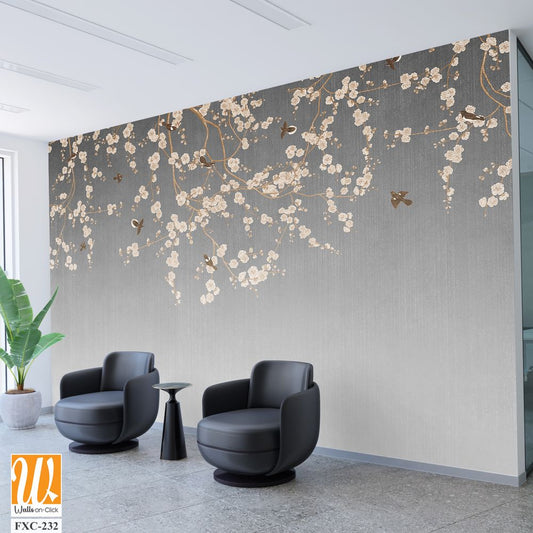 White blossom flowers hanging from the top Wallpaper [WP-FXC-232]