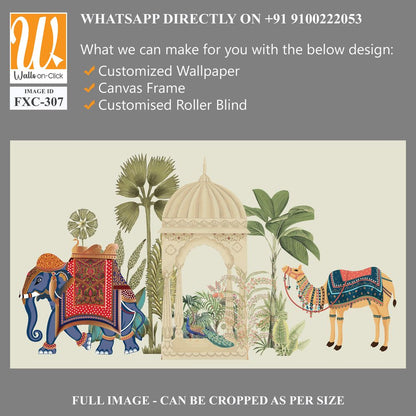 Traditional Mughal Elephant, camel caravan vector illustration [WP-FXC-307]