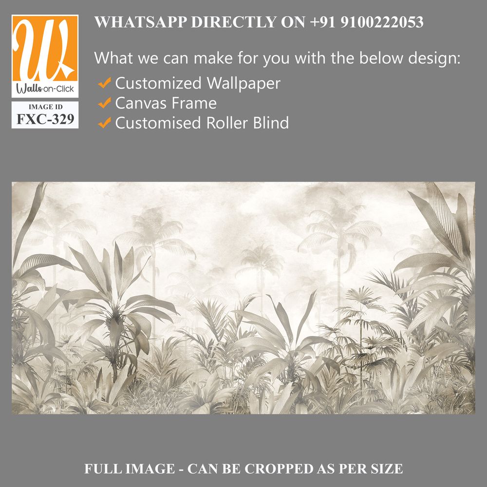 Tropical trees and leaves for digital printing wallpaper, custom design wallpaper - 3D illustration [WP-FXC-329]