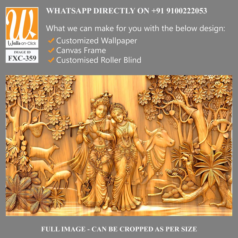 Wood carving of Lord Krishna and Radha Wallpaper [WP-FXC-359]