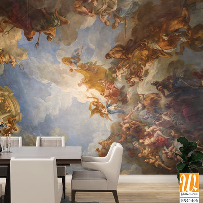 Oil painting of the ceiling in Versailles Wallpaper [WP-FXC-406]