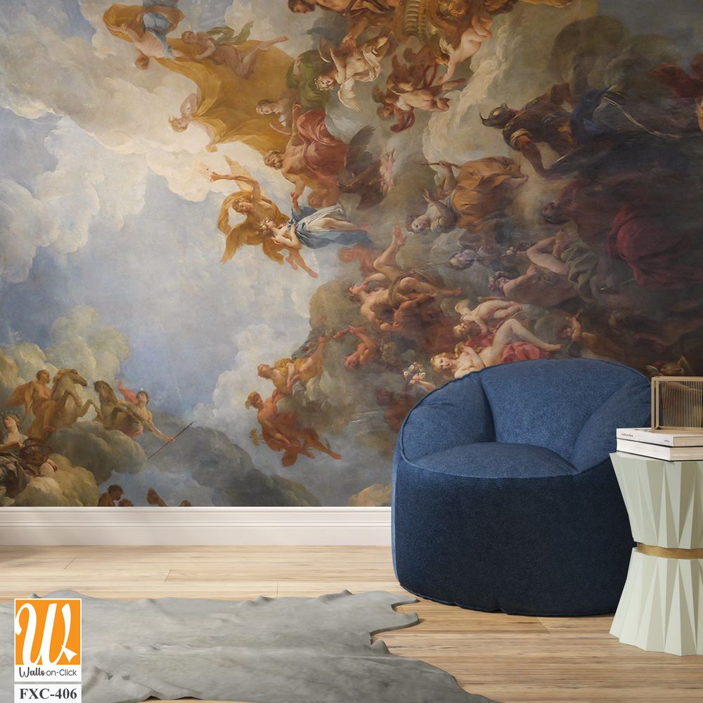 Oil painting of the ceiling in Versailles Wallpaper [WP-FXC-406]