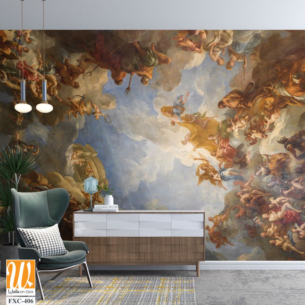 Oil painting of the ceiling in Versailles Wallpaper [WP-FXC-406]