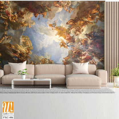 Oil painting of the ceiling in Versailles Wallpaper [WP-FXC-406]