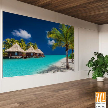 Stunning photograph of a tropical beach with palm trees Wallpaper [WP-FXC-430]