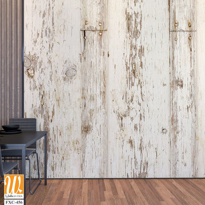 White distressed wood background with weathered textures Wallpaper [WP-FXC-456]