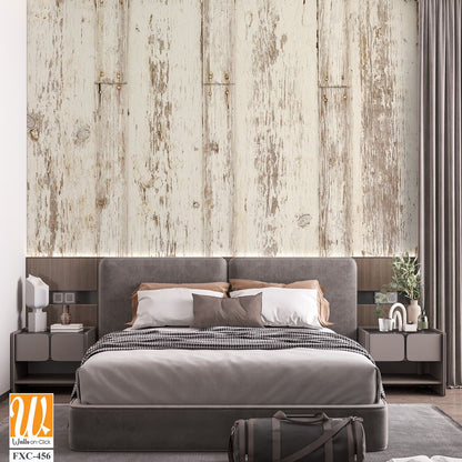 White distressed wood background with weathered textures Wallpaper [WP-FXC-456]