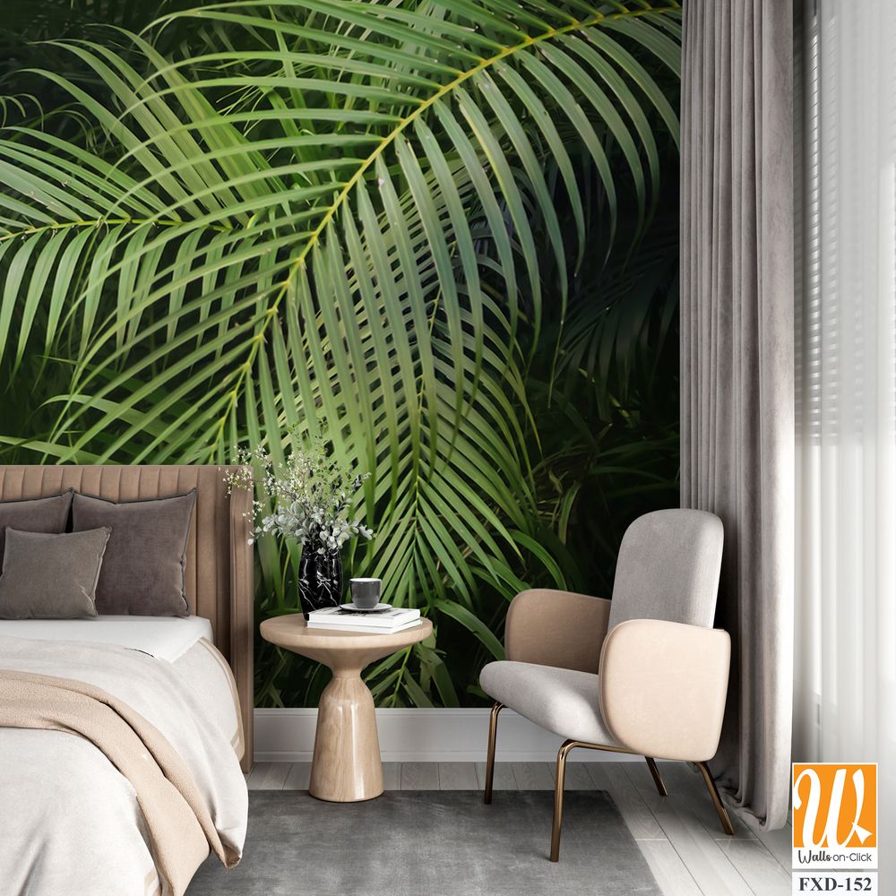 Lush green palm fronds, with detailed textures and shadows [WP-FXD-152]